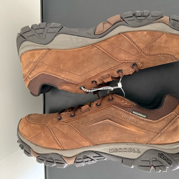 Merrell Men's Sz 12 Moab Adventure Lace Dark Earth Waterproof Hiking Vibram Shoe - Picture 2 of 11